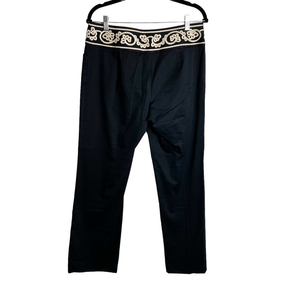Ann Taylor Loft - Navy Blue Trousers with Embroidered Waistband - Sz.‎ 8 - Picture 2 of 7